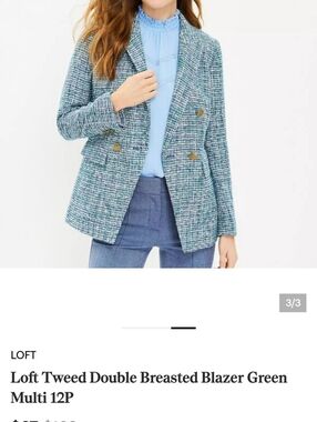 Ann Taylor LOFT 2 Pc Tweed Jkt In Size 0 And Skirt In Size 2P Blue Green Blend